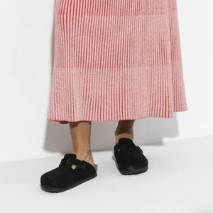 Birkenstock Boston in black suede, size 40